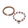 Wood & Synthetic Howlite Beaded Stretch Bracelet Sets BJEW-JB07738-4