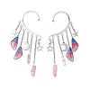 Wing Resin & Natural Quartz Crystal Points Beaded Dangle Earrings EJEW-TA00523-1