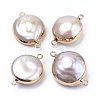Plated Natural Baroque Pearl Keshi Pearl Links connectors PEAR-S012-04G-1
