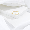 1Pc Letter Brass Rhinestone Open Cuff Rings for Women AJEW-LP0004-47A-G-3
