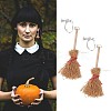 Halloween Broom Wood Clip-on Earrings FS-WGC7667-02-2