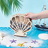 Shell Shaped Basswood Plywood Storage Boxes with Visible Window AJEW-WH0819-010-2