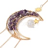 Wire Wrapped Natural Amethyst Moon with Tree of Life Pendant Decorations HJEW-K046-07G-06-4