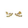 Brass Micro Pave Cubic Zirconia Stud Crawler Earrings X-EJEW-F201-11G-1