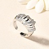 Brass Micro Pave Clear Cubic Zirconia Cuff Rings for Women RJEW-Q008-04P-1
