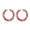 Natural Agate Beaded Hoop Earrings EJEW-JE04847-03-1