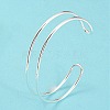Rack Plating Brass Double Lines Cuff Bangles for Women BJEW-M304-01S-1