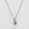 304 Stainless Steel Light Rose Rhinestone Birth Stone Constellation Pendant Necklaces FS-WG76580-22-1