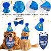 Polyester and Polycotton Pet Hat & Collar & Bib Birthday Party set AJEW-WH20010-97-6