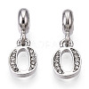 Platinum Rack Plating Alloy Rhinestone European Dangle Charms PALLOY-T048-36P-O-1