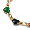 Ion Plating(IP) Golden 304 Stainless Steel Heart Link Chain Bracelet with Enamel BJEW-E088-01G-05-2