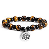 Yoga Natural Tiger Eye Round Beads Charm Bracelets SH1443-2-1