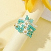4Pcs 4 Style Glass Seed Beaded Stretch Finger Rings RJEW-JR00661-01-3