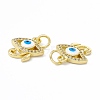 Rack Plating Brass Micro Pave Clear Cubic Zirconia Charms ZIRC-C041-40G-3