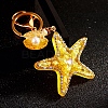 Diamond-Studded Starfish Shell Car Zinc Alloy Keychain Acrylic Cute Men and Women Bag Pendant Metal Keychain Ring Gift PW-WG2593B-02-1