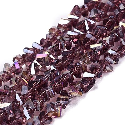 Electroplate Transparent Glass Beads Strands EGLA-Q139-01A-A15-1