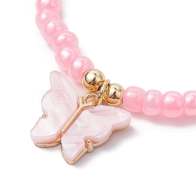 Butterfly Alloy Acrylic Charm Bracelets BJEW-JB10487-02-1