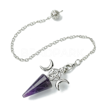 Natural Amethyst Cone Dowsing Pendulum Big Pendants G-C114-01P-17-1