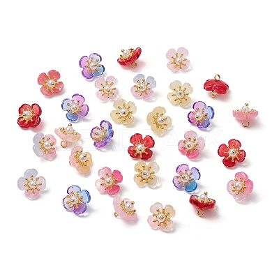 Flower Glass Charms PALLOY-JF03677-1