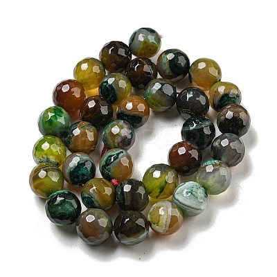 Faceted Natural Banded Agate Beads Strands G-F447-12mm-O03-1