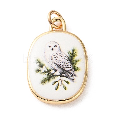 Golden Tone Brass Enamel Pendants KK-CBADFD5-03G-D-1
