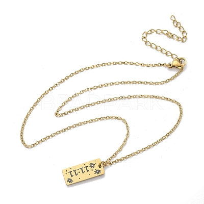 304 Stainless Steel Number 11:11 Pendant Necklaces NJEW-NH0002-01G-03-1