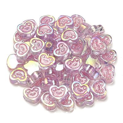 UV Plating Rainbow Iridescent Acrylic Beads X-OACR-G012-11-1