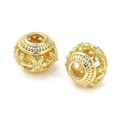 Hollow Brass European Beads KK-L229-012G-1