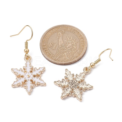 Alloy Enamel Snowflake Dangle Earrings EJEW-JE05549-1