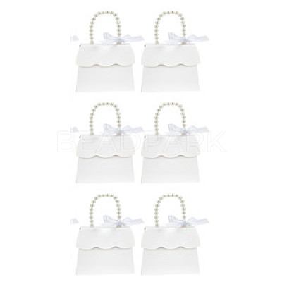 Trapezoid Paper Gift Box with Plastic Imitation Pearl Handles LS-CON-WH0092-65A-1