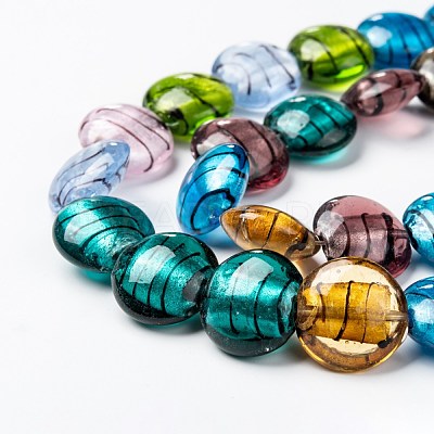Handmade Silver Foil Glass Beads Strands SL109-1