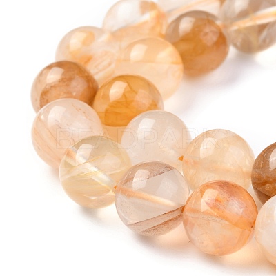 Natural Yellow Hematoid Quartz/Golden Healer Quartz Beads Strands G-M369-04A-1