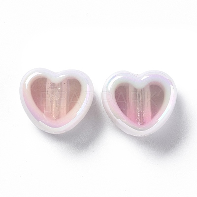 UV Plating Rainbow Iridescent Acrylic Beads OACR-H015-07H-1