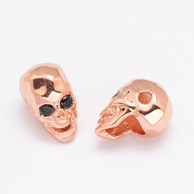 Eco-Friendly Brass Micro Pave Cubic Zirconia Beads ZIRC-P017-11RG-NR-1