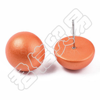 Painted Half Round Schima Wood Earrings for Girl Women EJEW-T017-02-1