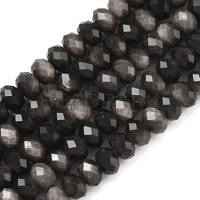 Natural Silver Sheen Obsidian Bead Strands G-D344-A10-1
