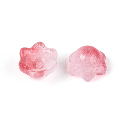 Transparent Two Tone Spray Painted Glass Bead Caps A-GLAA-Q089-002B-006-1
