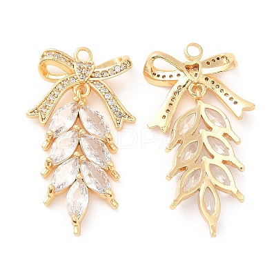 Brass & Cubic Zirconia & Glass Pendants X-KK-F860-61G-1