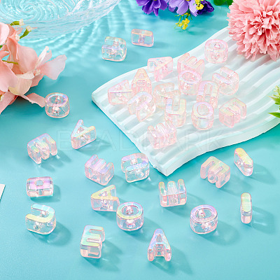 50Pcs 5 Styles UV Plating Rainbow Iridescent Acrylic Beads OACR-TA0004-67E-1