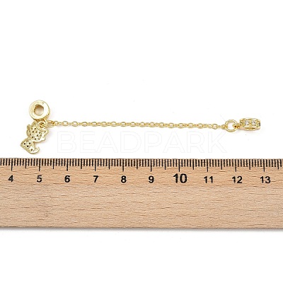 Brass Pave Clear Cubic Zirconia European Safety Chains with Charms KK-L236-16E-G-1