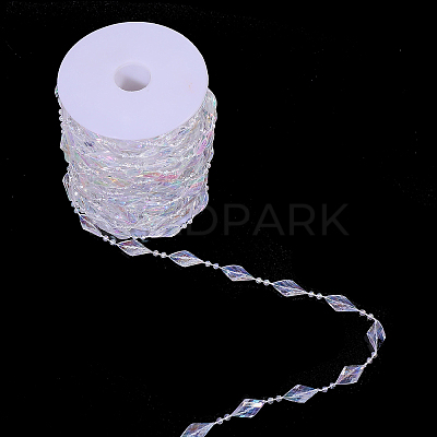 Rhombus Acrylic Rhinestone Beaded Trim FIND-WH0202-02-1