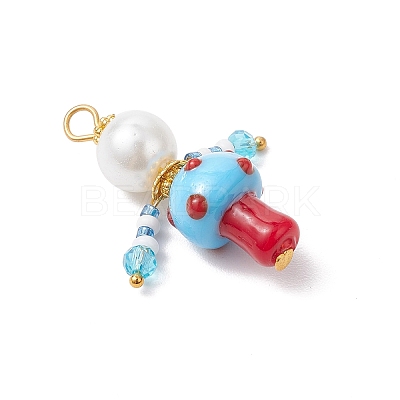 3Pcs 3 Colors Glass Seed Beaded Mushroom Human Pendants PALLOY-MZ00825-1
