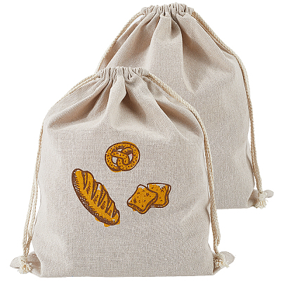 2Pcs Linen Bread Print Pouches AJEW-CP0003-81A-1
