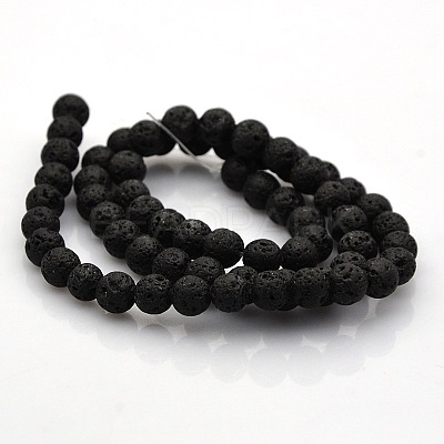 Natural Lava Rock Round Beads Strands G-N0120-18-6mm-1