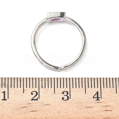 Rectangle Brass with Glass Cuff Rings for Women RJEW-Z111-05P-1