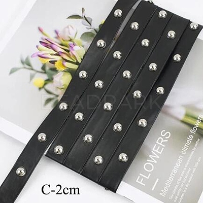 Brass Round Stud Black PU Leather Trimmings FIND-WH0159-45P-1