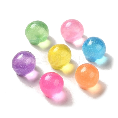 Transparent Resin Sphere Decoden Cabochons with Glitter Powder X-RESI-E053-08A-1