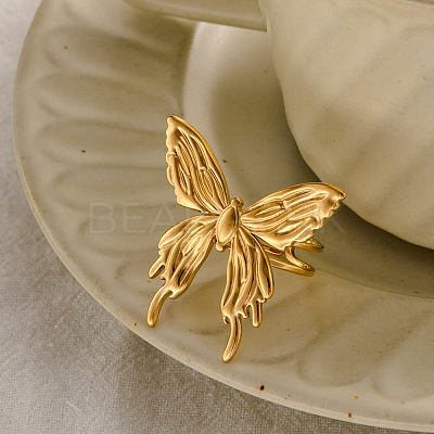 Butterfly 304 Stainless Steel Cuff Rings FS-WG7BC9E-03-1