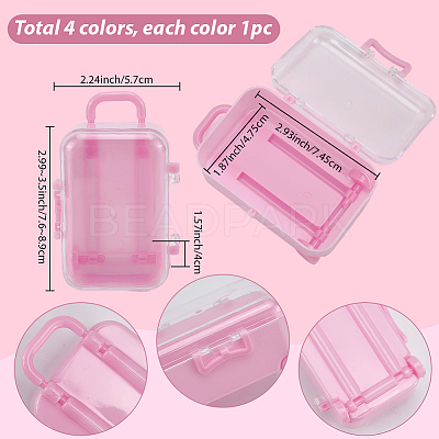 4Pcs 4 Colors Trolley Bag Shaped Plastic Candy Storage Boxes AJEW-SP0002-61-1
