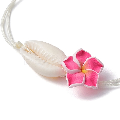 Natural Shell & Polymer Clay 3D Flower Link Bracelet BJEW-JB09816-1